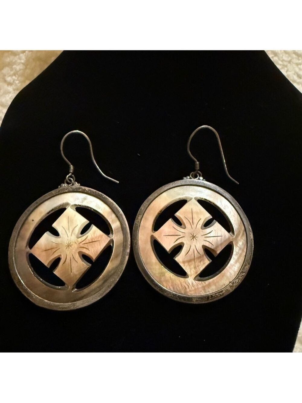 Elegant Silver and Ivory Tone Earrings